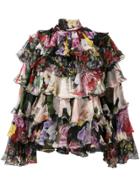 Dolce & Gabbana Tiered Floral Blouse - Black