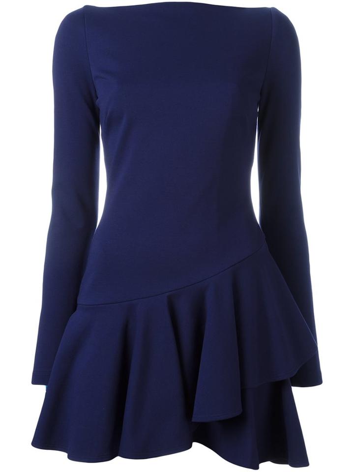 Plein Sud Ruffled Mini Dress, Women's, Size: 42, Blue, Polyamide/polyester/spandex/elastane/viscose
