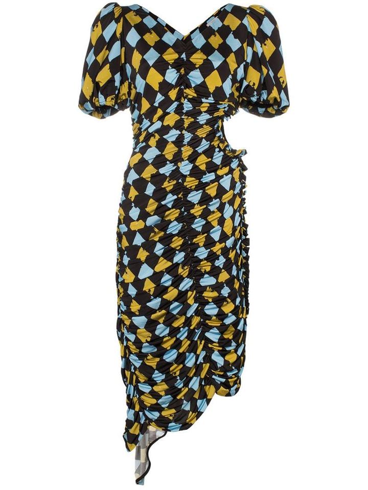 Preen By Thornton Bregazzi Harlequin-check Crepe De Chine Dress -