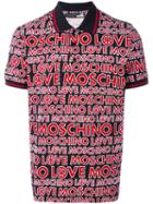 Love Moschino Allover Logo Polo Shirt, Men's, Size: Medium, Red, Cotton