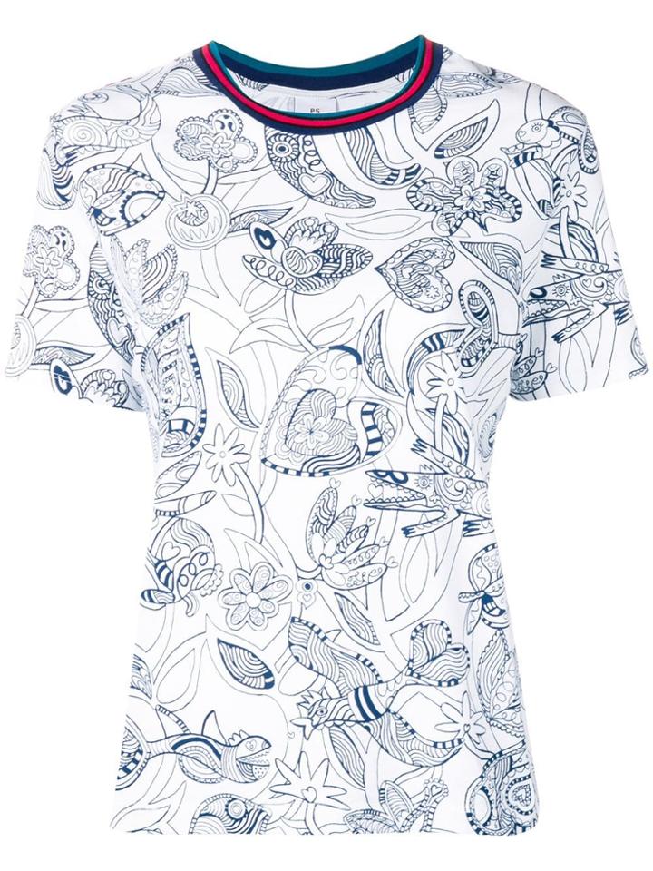 Ps By Paul Smith Floral Pattern T-shirt - White