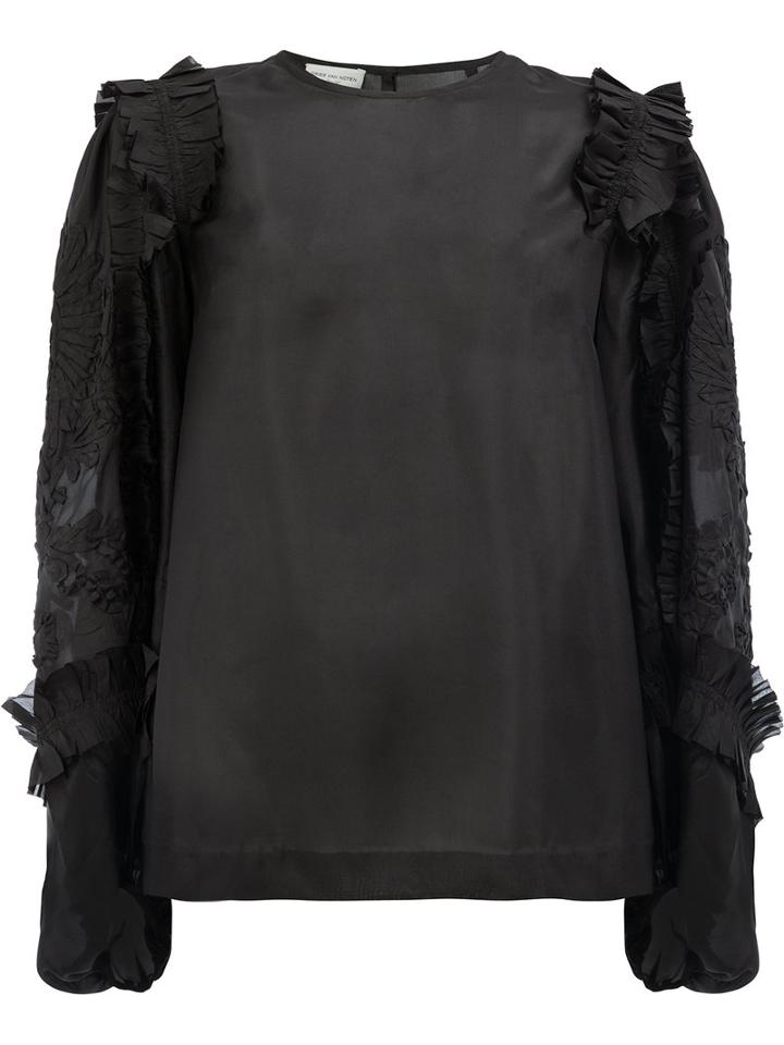 Dries Van Noten Ruffled Sleeves Blouse, Women's, Size: 38, Black, Silk