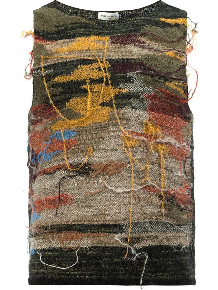 Dries Van Noten Loose-thread Woven Vest, Men's, Size: Small, Silk/linen/flax/polyamide/alpaca