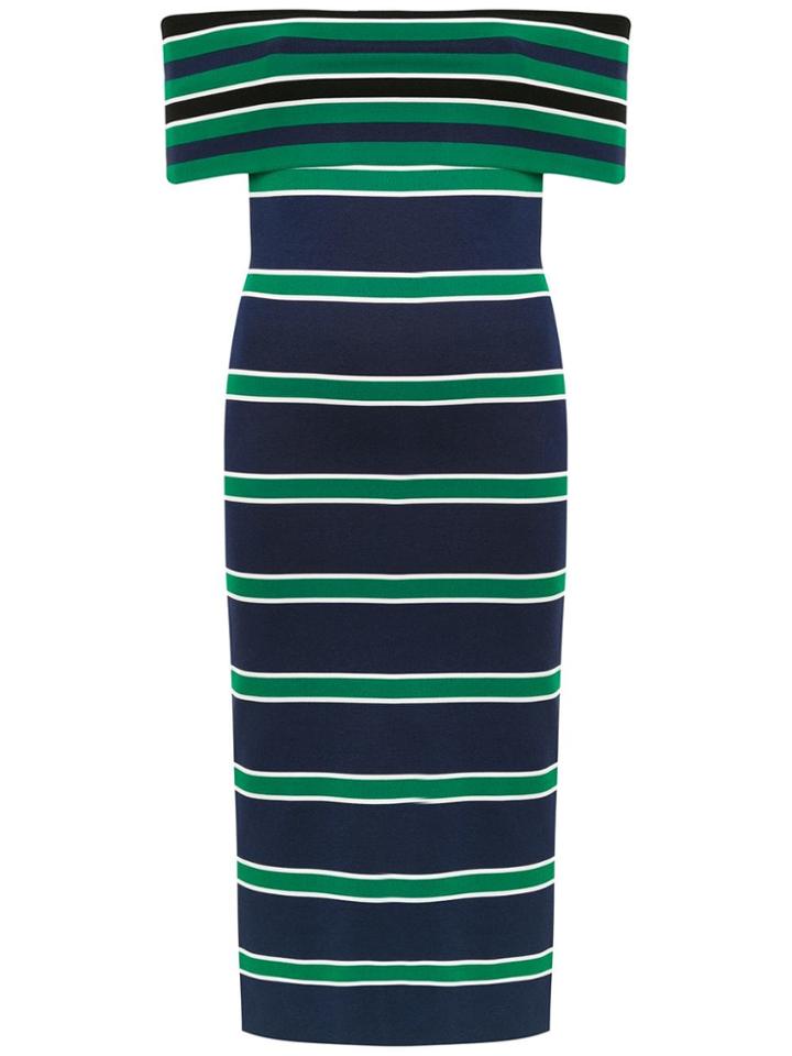 Nk Striped Off The Shoulder Dress - Blue