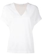Fabiana Filippi - V-neck T-shirt - Women - Silk/cotton/acetate - 40, Nude/neutrals, Silk/cotton/acetate