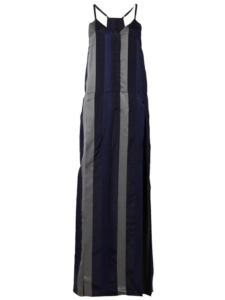Ilaria Nistri Striped Long Slip Dress - Black
