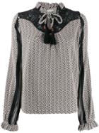 Cecilie Copenhagen Lace-trimmed Jacquard Blouse - Black