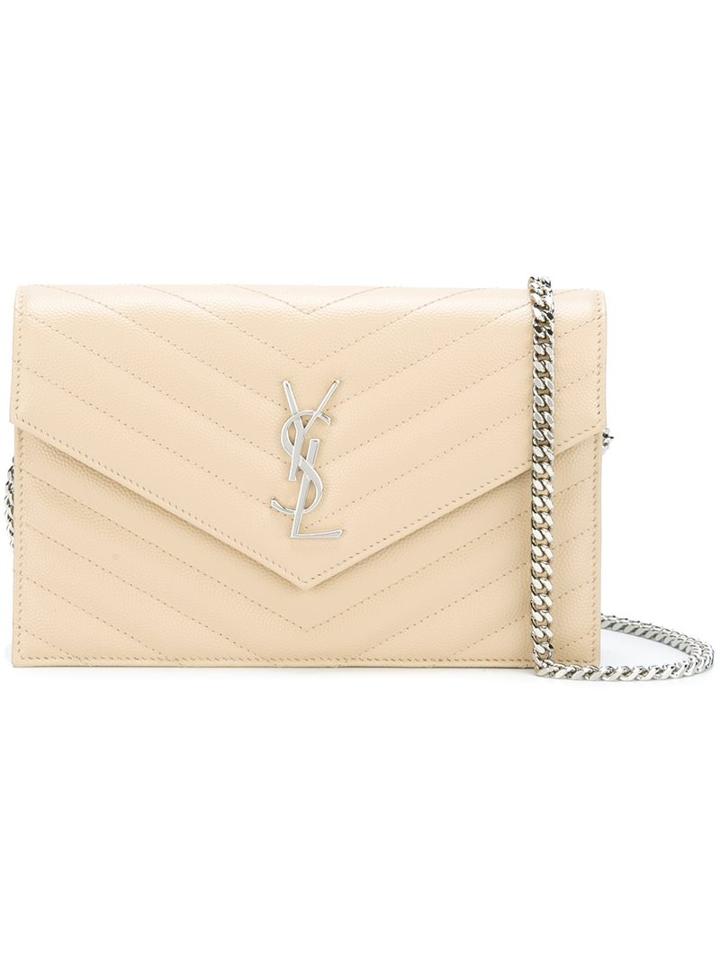 Saint Laurent 'monogram' Chain Wallet, Women's, Nude/neutrals