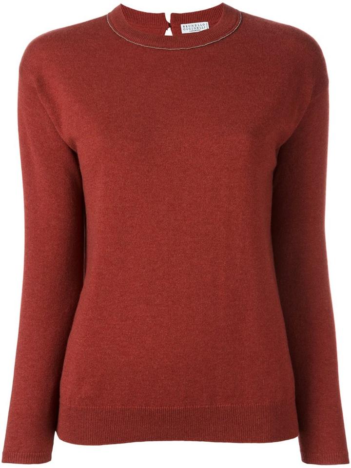 Brunello Cucinelli Drop Shoulder Jumper, Women's, Size: Small, Red, Cashmere/brass
