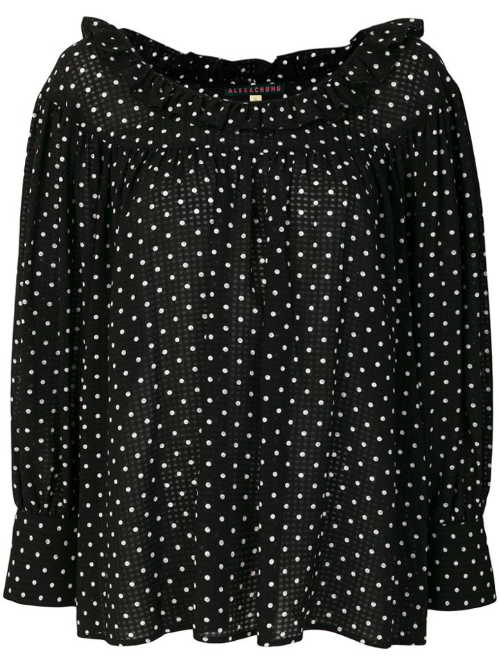 Alexa Chung Polka Dotted Loose Blouse - Black
