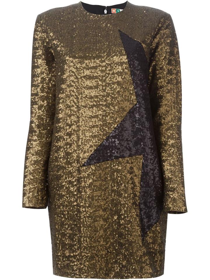 Msgm Contrasting Star Sequin Dress, Women's, Size: 44, Grey, Polyamide/polyester