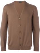 Zanone Buttoned Cardigan, Men's, Size: 50, Brown, Polyamide/wool