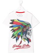 Philipp Plein Kids Indian Head Print T-shirt, Boy's, Size: 12 Yrs, White