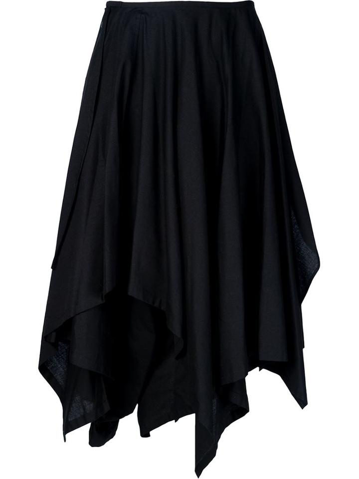 Yohji Yamamoto Layered Square Skirt, Women's, Size: 2, Black, Cotton/linen/flax/viscose