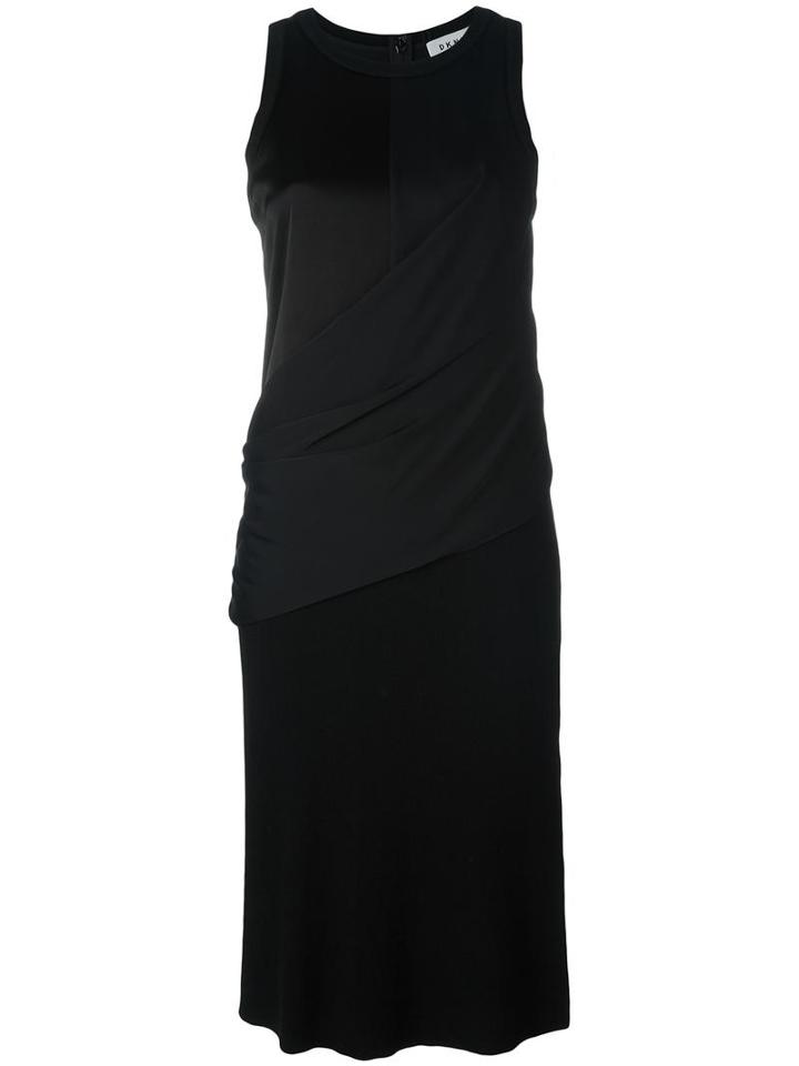 Dkny Draped Wrap Shirt Dress, Women's, Size: Small, Black, Silk/polyester/spandex/elastane/wool