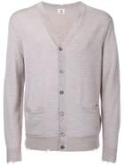 Kent & Curwen Distressed V-neck Cardigan - Brown