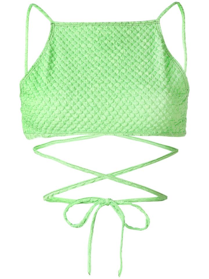 Ack - Embroidered Bikini - Women - Polyamide/cotton/spandex/elastane - M, Green, Polyamide/cotton/spandex/elastane