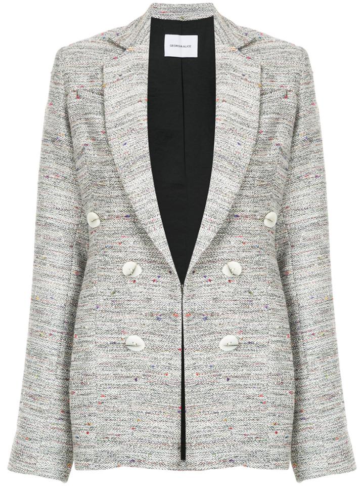 Georgia Alice Tweed Fitted Blazer - Grey
