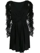 Alberta Ferretti Ruffle Sleeved Mini Dress - Black