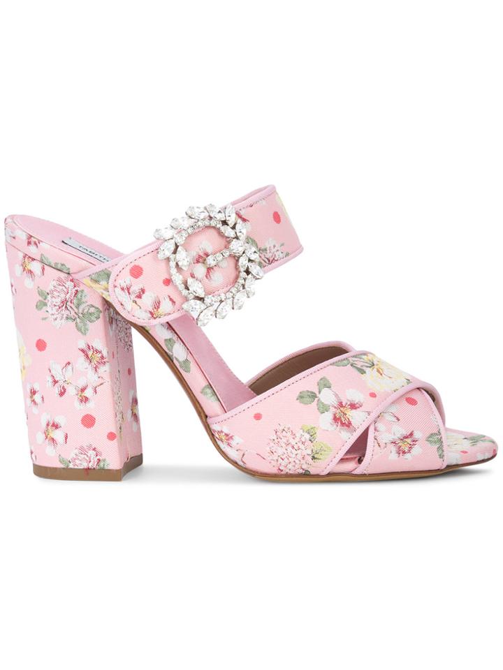 Tabitha Simmons Reyner Embellished Floral Mules - Pink & Purple