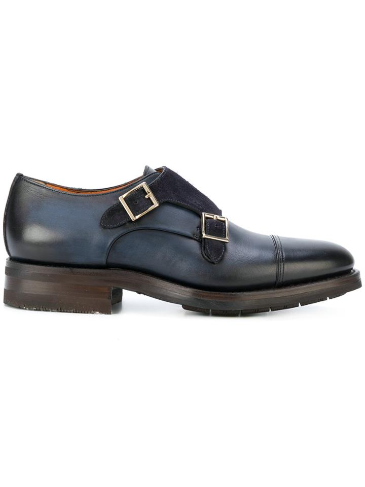Santoni Buckled Monk Shoes - Blue