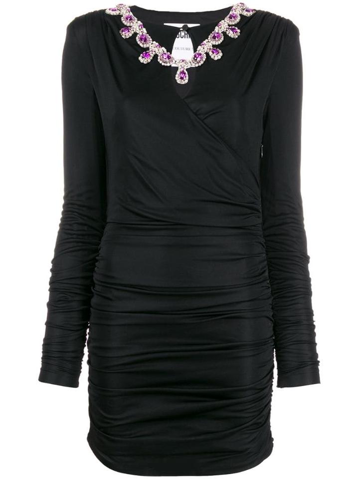 Moschino Crystal-embellished Ruched Dress - Black