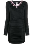 Moschino Crystal-embellished Ruched Dress - Black