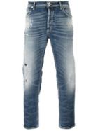 Dondup Destroyed Detailing Jeans, Men's, Size: 33, Blue, Cotton/spandex/elastane/polyester