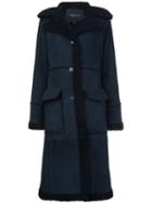 Derek Lam Long Shearling Coat, Women's, Size: 40, Blue, Lamb Skin