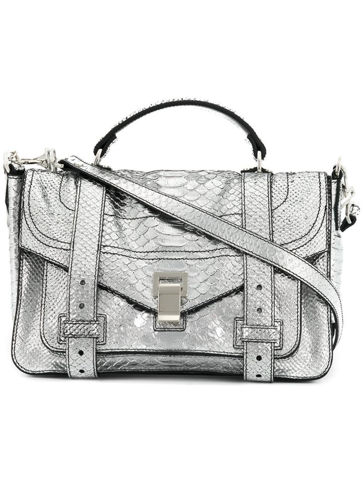 Proenza Schouler Embossed Python Ps1+ Medium Bag - Metallic