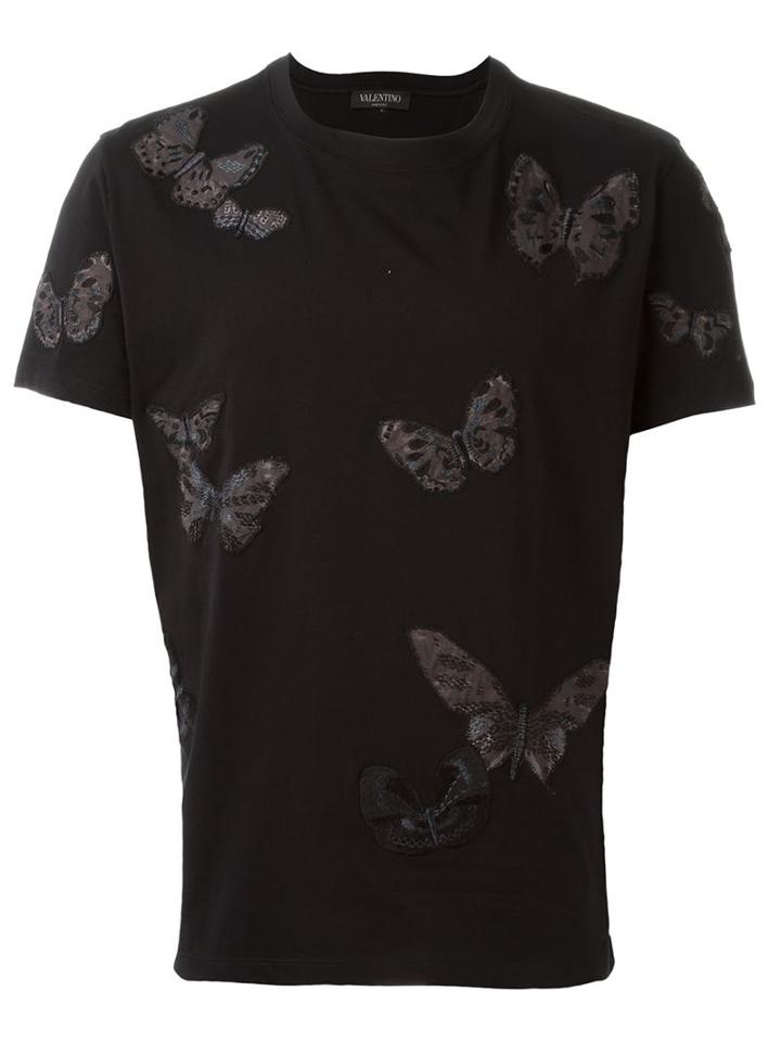 Valentino 'rockstud' Buttefly Embroidered T-shirt
