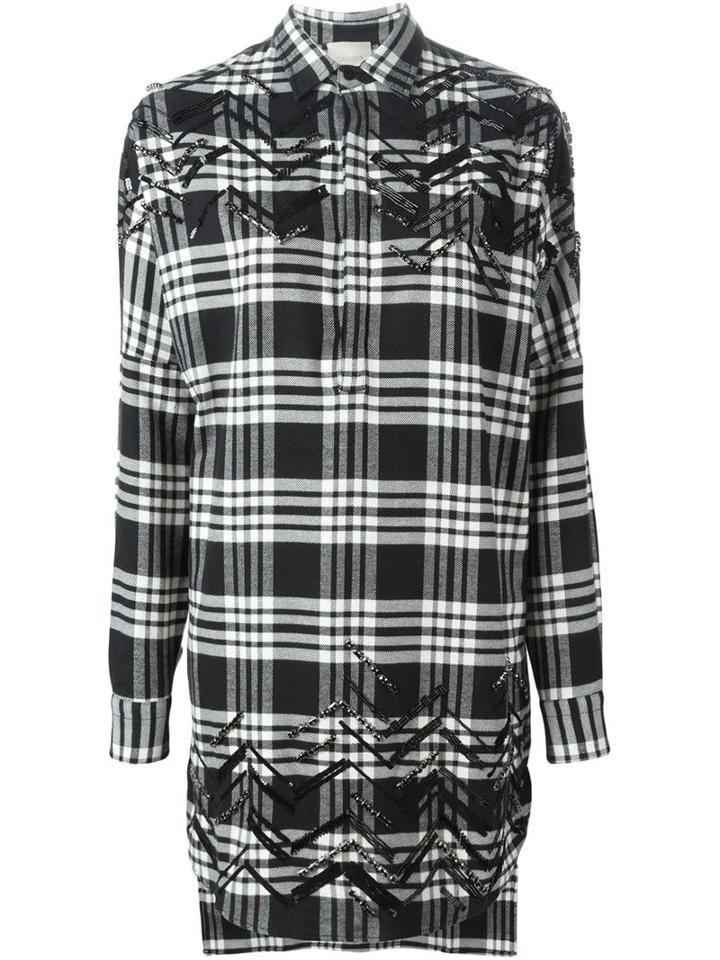 Laneus Check Print Sequined Shirt, Women's, Size: 42, Black, Cotton