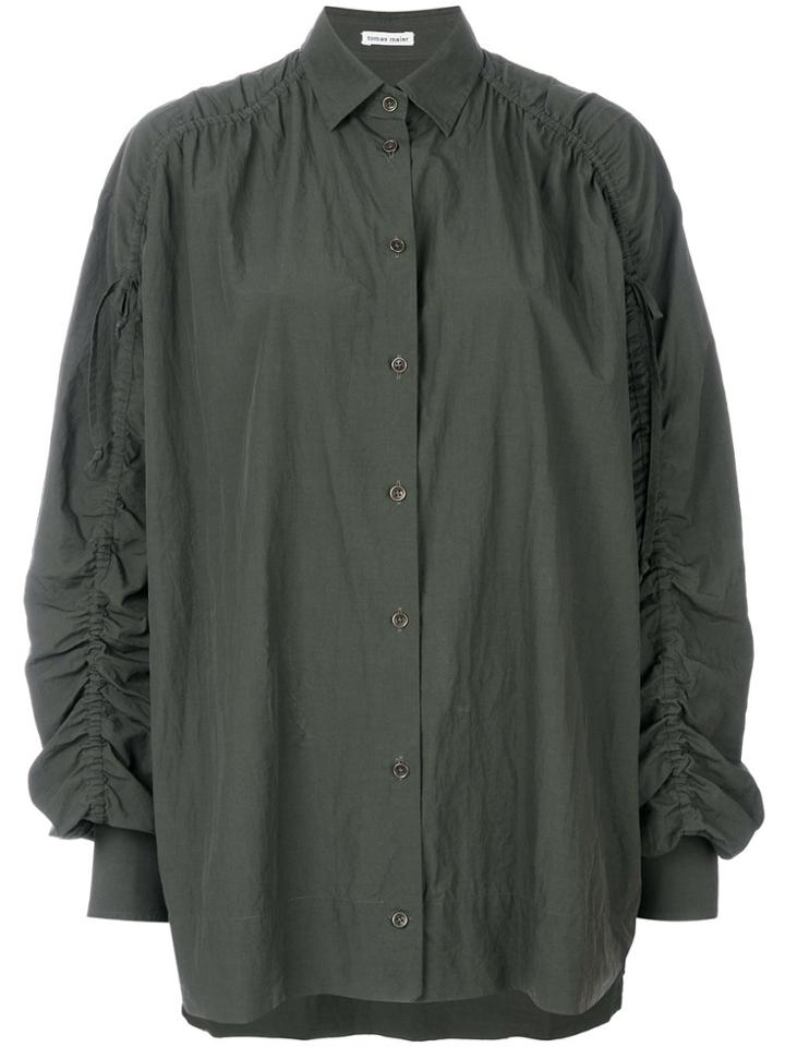 Tomas Maier Airy Poplin Blouse - Green