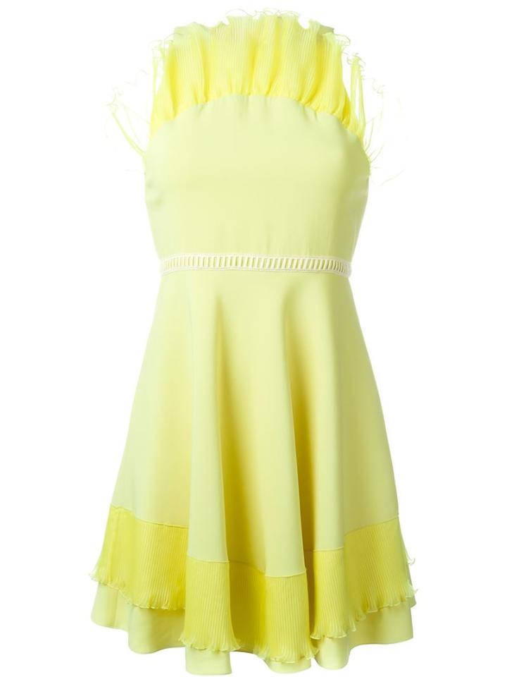 Giamba Ruffled Cady Mini Dress, Women's, Size: 42, Yellow/orange, Viscose/spandex/elastane/polyester
