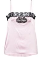 Dolce & Gabbana Logo Patch Lace Trim Camisole - Pink & Purple