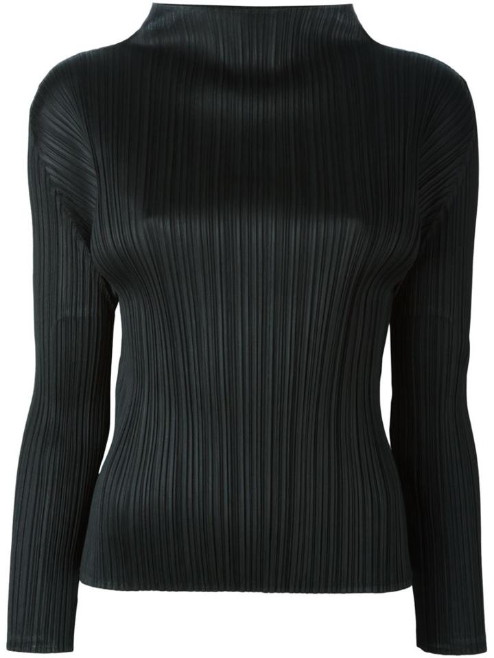 Pleats Please By Issey Miyake Pleated Funnel Neck Top