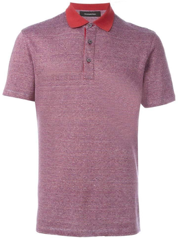 Ermenegildo Zegna Classic Polo Shirt, Men's, Size: 52, Red, Cotton/linen/flax