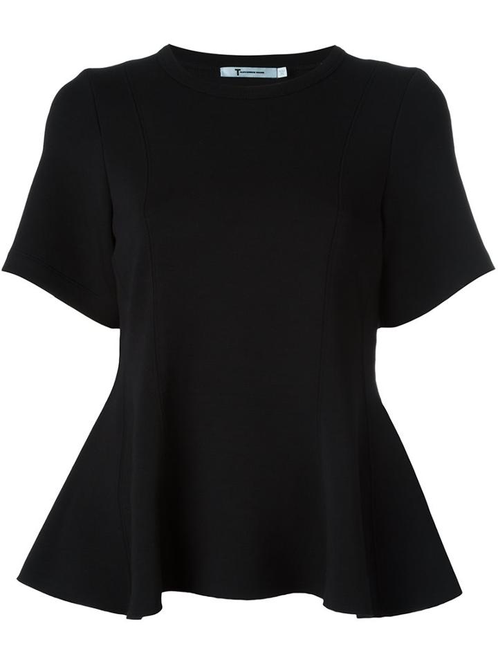 T By Alexander Wang Flared Neoprene Top, Women's, Size: Medium, Black, Cotton/polyester/spandex/elastane/rayon