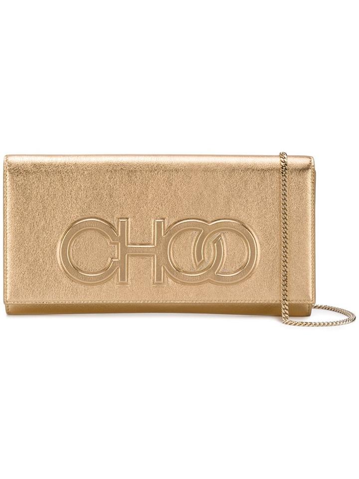 Jimmy Choo Debossed Logo Clutch Bag - Gold