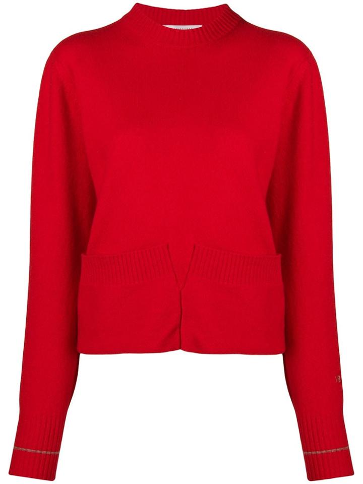 Victoria Victoria Beckham Pocket Detail Crewneck Jumper - Red