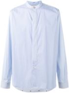 Ps By Paul Smith Mandarin Neck Shirt, Men's, Size: Xxl, Blue, Cotton/polyamide/spandex/elastane