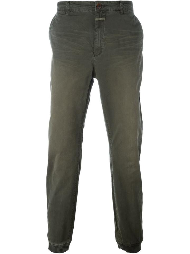 Closed Chino Trousers, Men's, Size: 32, Green, Cotton/spandex/elastane