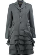 Comme Des Garçons - Pinstripe Gathered Effect Coat - Women - Polyester/wool - M, Women's, Grey, Polyester/wool