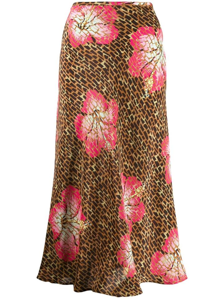 Rixo Kelly Giraffe Print Skirt - Brown