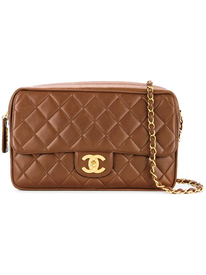 Chanel Vintage Rectangular Quilted Shoulder Bag - Brown