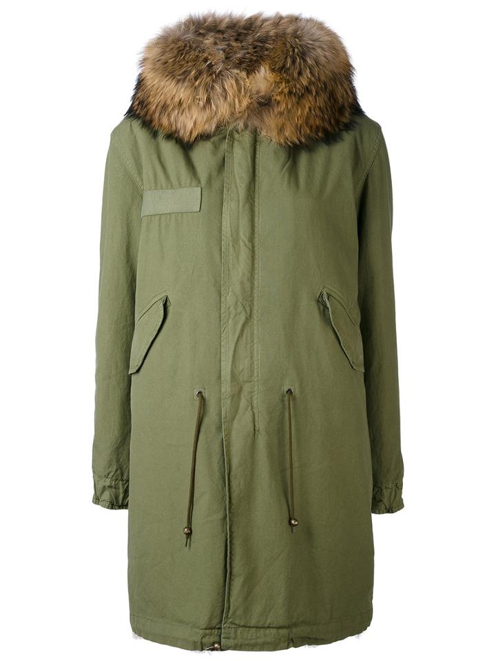 Mr & Mrs Italy - Army Long Parka - Women - Cotton/lamb Skin/polyamide/coyote Fur - S, Green, Cotton/lamb Skin/polyamide/coyote Fur