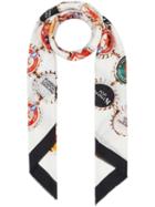 Burberry Bottle Cap Print Cotton Silk Large Square Scarf - White
