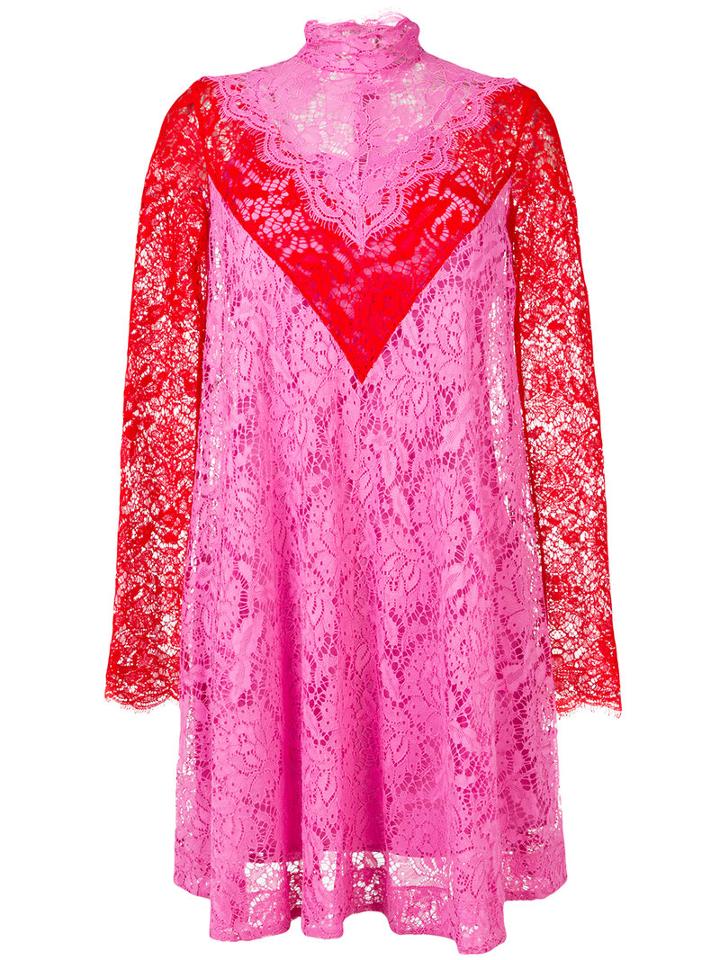 Msgm - Lace Dress - Women - Cotton/polyamide/polyester/viscose - 40, Pink/purple, Cotton/polyamide/polyester/viscose