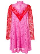 Msgm - Lace Dress - Women - Cotton/polyamide/polyester/viscose - 40, Pink/purple, Cotton/polyamide/polyester/viscose