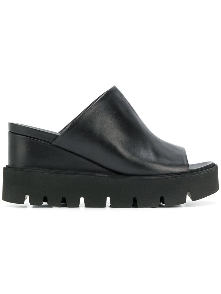 Strategia Open-toe Wedge Sandals - Black